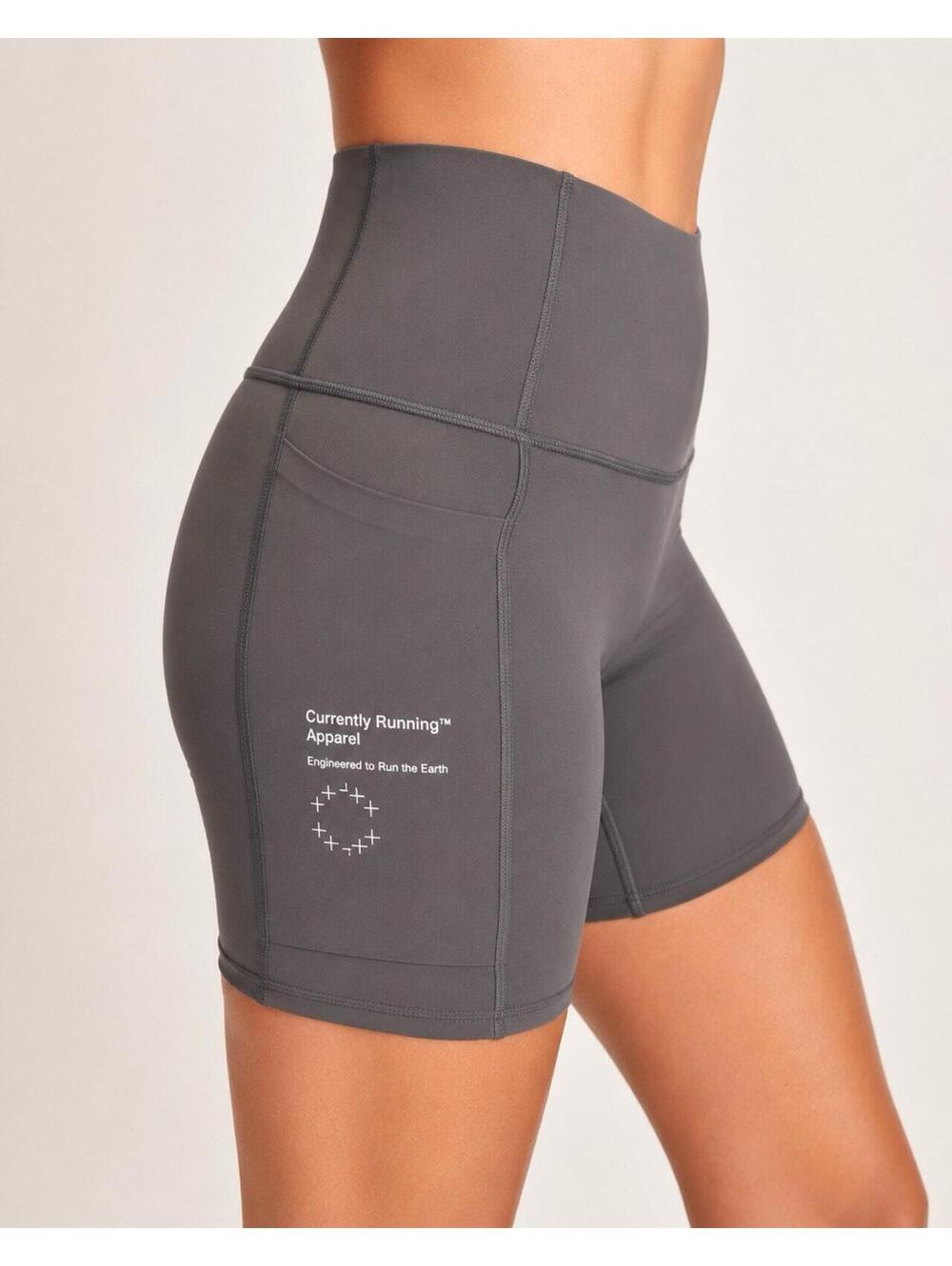 Currently Running Pro 6” Biker Compress Shorts L Charcoal Grey High Rise Pockets